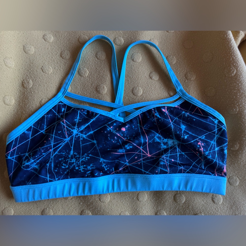💙 Champion DuoDry Sports Bra Women’s Medium Blue Pink Strappy